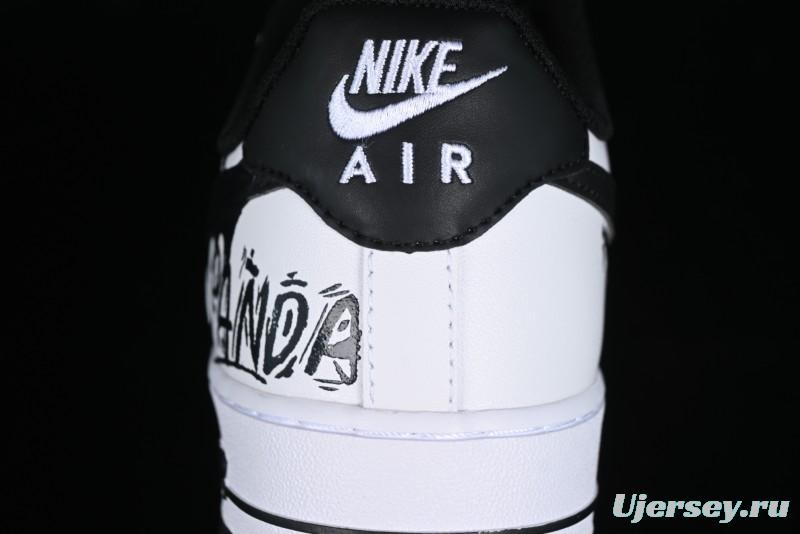 Nike Air Force 1 '07 Low Casual Sneakers with Black and White Graffiti Panda Design - DH7561-222