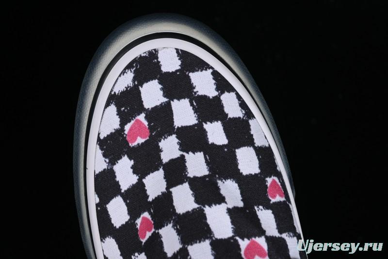 Vans Slip-On Classic Collaborative Hand-Painted Graffiti with Pink Accents and Crystal Outsole Checkerboard Slip-On - VN000CT5BPA