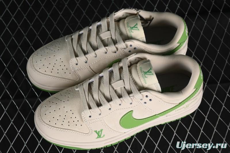 Nike SB Dunk Low LV Collaboration - Emerald City Anniversary High-End Custom Low-Top Casual Skate Shoes - XB3802-345