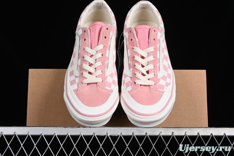 Vans Old Skool Reissue 136 Pink Checkerboard Low Top Retro Canvas Shoes - VN000MT6EBQ