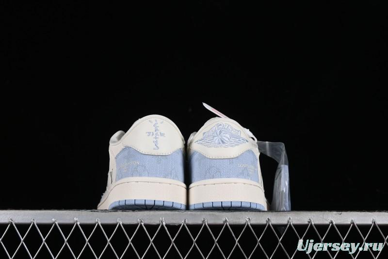 Nike Travis Scott x Fragment Design x Jordan Air Jordan 1 Low OG SP AJ1 LV Peacock Blue Low-top Casual Sneakers - LJ5188-003