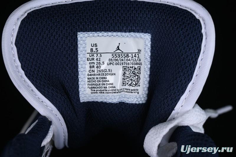 Nike Air Jordan 1 Low AJ1 White Blue Grey Low Top Lifestyle Basketball Shoes - 553558-141