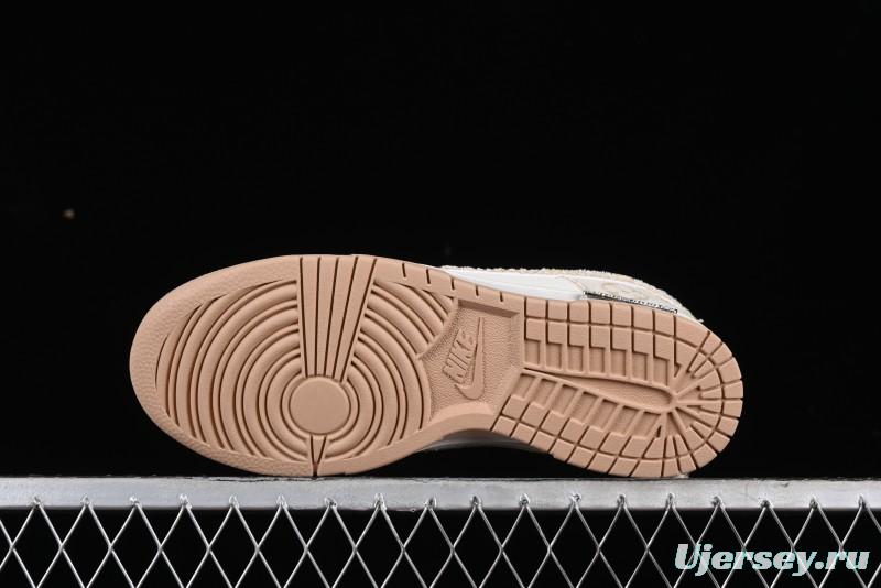 Nike SB Dunk Low LV Collaboration - Yellow Denim Beige with Yellow Swoosh Anniversary High-End Custom Low-Top Casual Skate Shoes - DJ2024-007