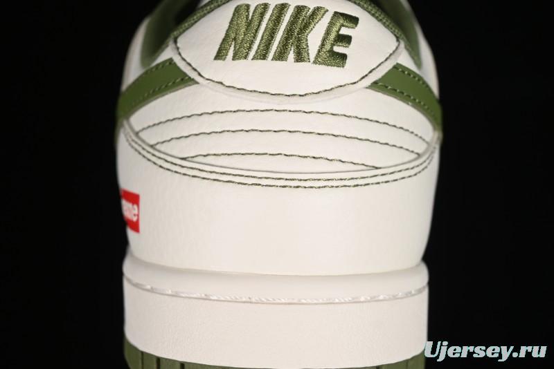 Nike SB Dunk Low Supreme Collaboration - Military Green Double Swoosh Anniversary Custom Low-Top Casual Sneakers - XX2025-319