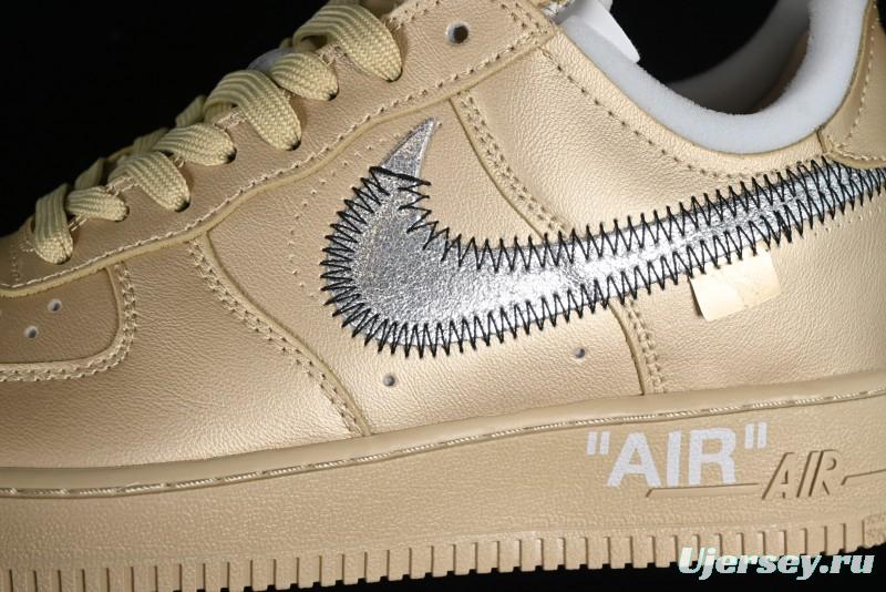 Off-White x Nike Air Force 1 '07 Low "Metal Gold" Casual Sneakers - DX1419-900