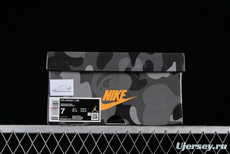 Nike Air Jordan 1 Low BAPE Collaboration - White Grey Basketball Shoes - WG8850-003