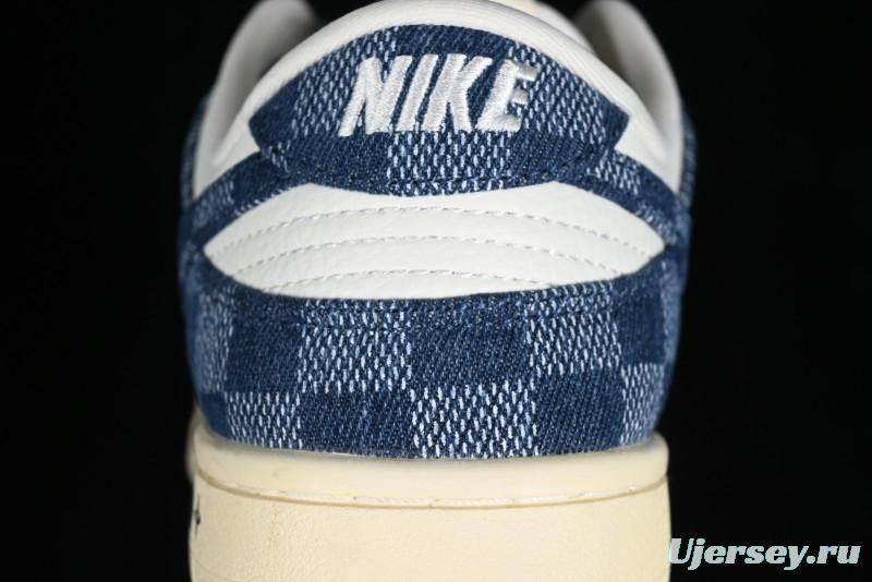 Nike SB Dunk Low LV Collaboration - Denim Checker Anniversary High-End Custom Low-Top Casual Skate Shoes - JH8310-949