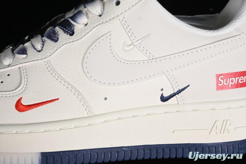 Nike Air Force 1 '07 Low Supreme Collaboration - White Blue Color Block Low-Top Casual Sneakers - XZ6188-001
