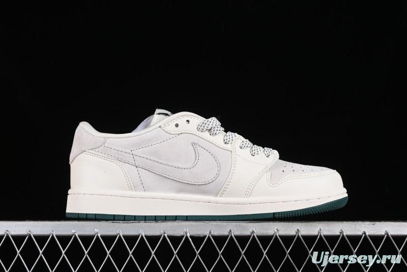 Nike Travis Scott x Fragment Design x Air Jordan 1 Low OG SP AJ1 LV Beige Grey Low-top Casual Sneakers - LJ5188-005