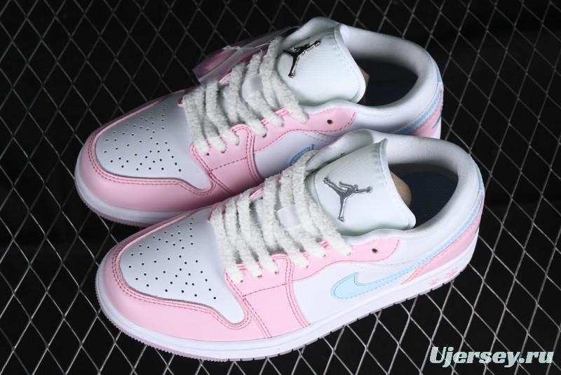 Nike Air Jordan 1 Low "White/Pink Foam/Glacier Blue" Casual Sneakers - HM3706-141