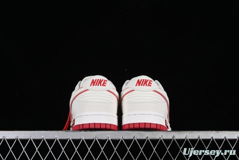 Nike SB Dunk Low Supreme Collaboration - Beige Red Mini Swoosh Anniversary Custom Low-Top Casual Skate Shoes - DJ2024-004