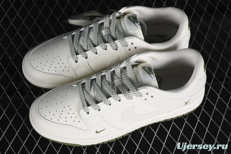 Nike SB Dunk Low LV Collaboration - Beige Green Luxury Custom Low-Top Casual Sneakers - XX2025-318