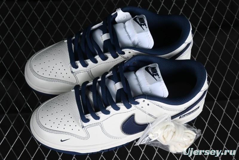 Nike Supreme x SB Dunk Low Collaboration Dark Blue Colorway Low-Top Casual Skate Shoes - RM2308-238