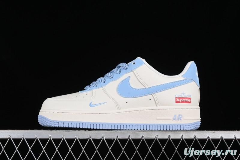 Nike Air Force 1 '07 Low Supreme Stone Island Collaboration - Sky Blue Casual Sneakers - BB9599-205