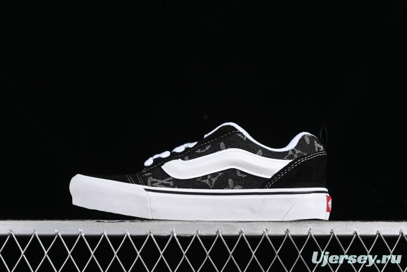Vans Knu-Skool Premium Custom Denim Monogram Slip-On Shoes - VN0009QC6BT