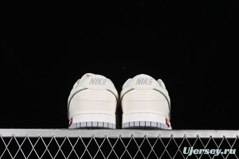 Nike SB Dunk Low Supreme Collaboration - Light Grey Anniversary Customized Low-Top Casual Skate Shoes - DJ2024-005
