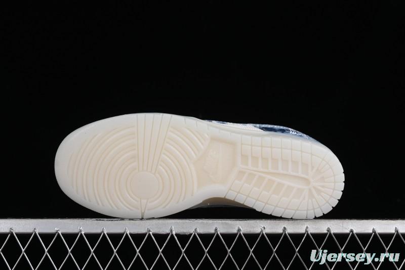 Nike SB Dunk Low Stussy Collaboration - Crystal Denim Anniversary Custom Low-Top Casual Skate Shoes - JH8039-937