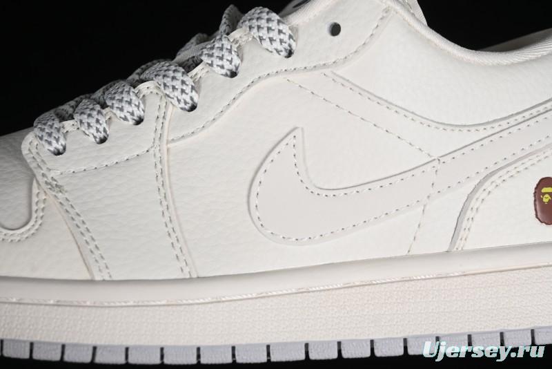Nike Air Jordan 1 Low BAPE Collaboration - White Grey Basketball Shoes - WG8850-003