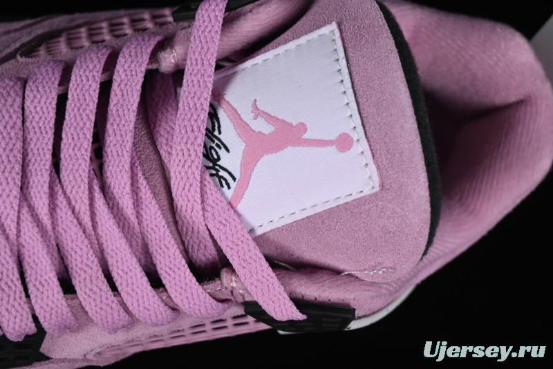 Nike Air Jordan 4 Retro Sneakers in Orchid Pink with Cement Grey Accents - AQ9129-501