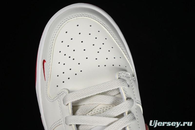 Nike SB Dunk Low Supreme Collaboration - Beige Red Mini Swoosh Anniversary Custom Low-Top Casual Skate Shoes - DJ2024-004