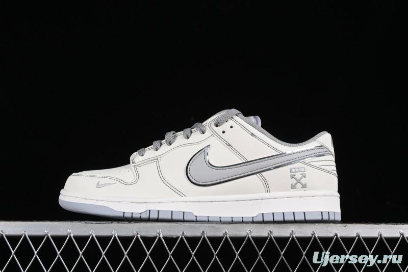 Nike SB Dunk Low OFF-WHITE Collaboration - Light Beige Grey Check Anniversary High-End Custom Low-Top Casual Sneakers - DJ2024-001