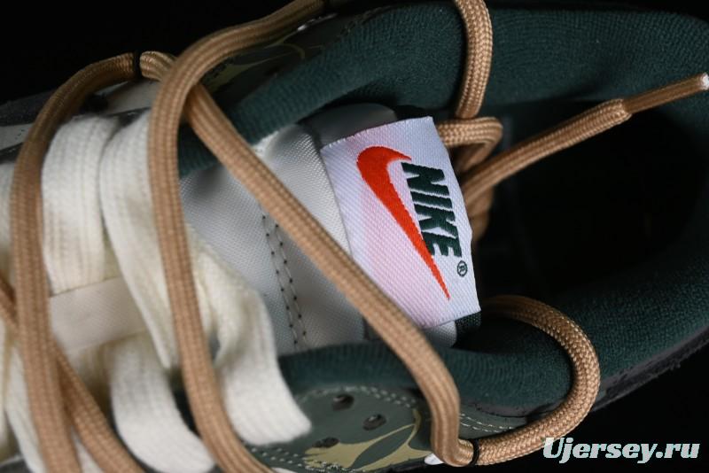 Nike Dunk Low Panda Prank Jungle Crossing - Green Wild Floating Abyss Beige Brown Green SB Lace-Up Low-Top Casual Skate Shoes - FD0350-133