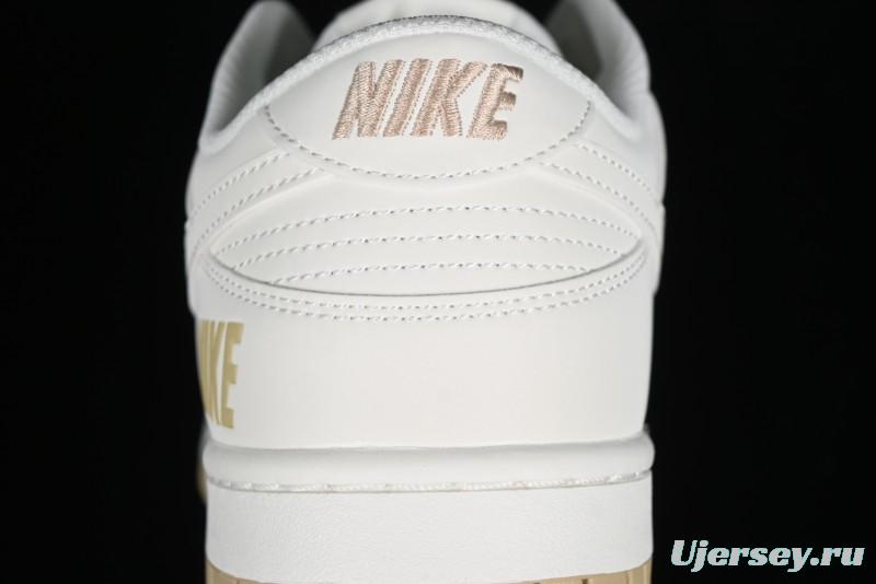 Nike SB Dunk Low Collaboration Three Swooshes Beige Gold Colorway Low-Top Casual Skateboarding Shoes - NK5639-326