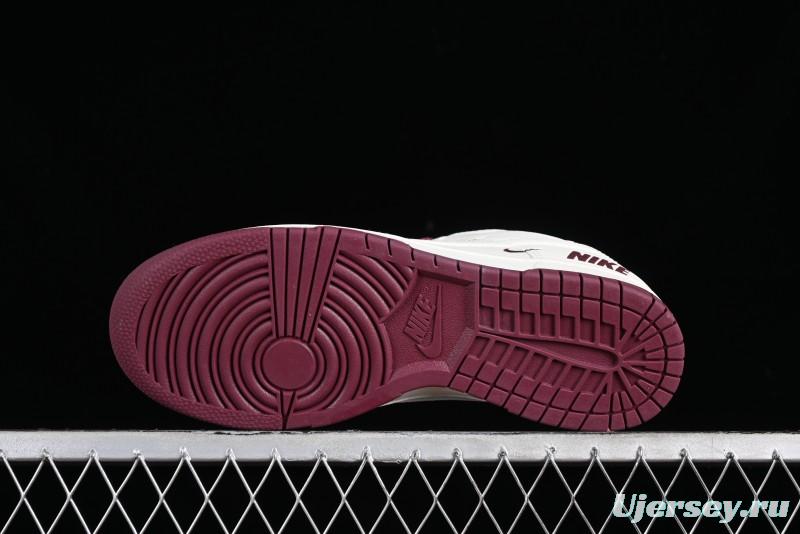 Nike SB Dunk Low Collaboration Three Swooshes Rice Wine Red Color Low-Top Casual Skateboarding Shoes - NK5639-322