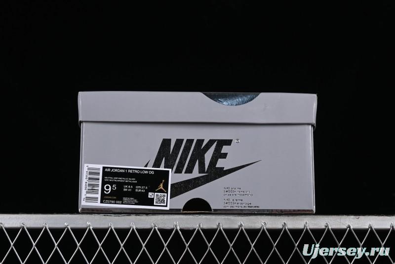 Nike Air Jordan 1 Low AJ1 Grey Silver Low-Top Casual Sneakers - CZ0790-002