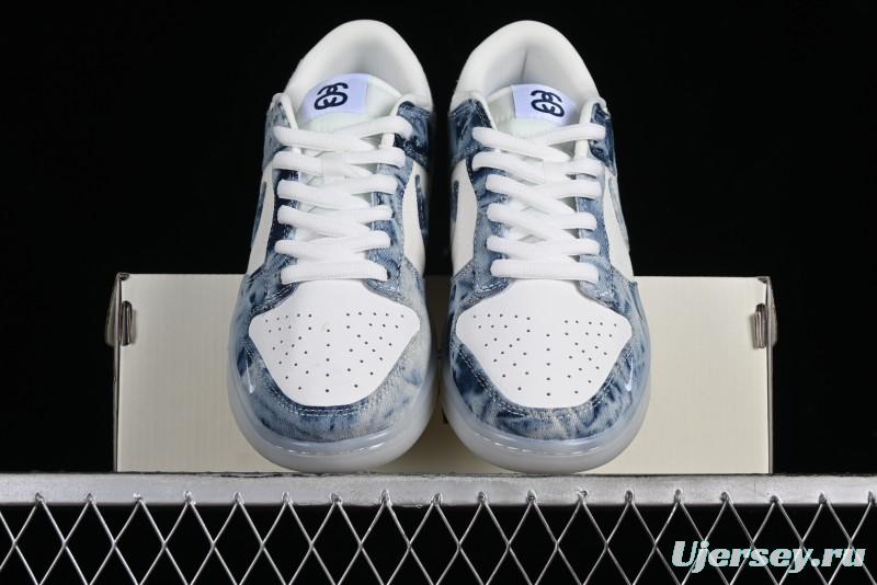 Nike SB Dunk Low Stussy Collaboration - Crystal Denim Anniversary Custom Low-Top Casual Skate Shoes - JH8039-937