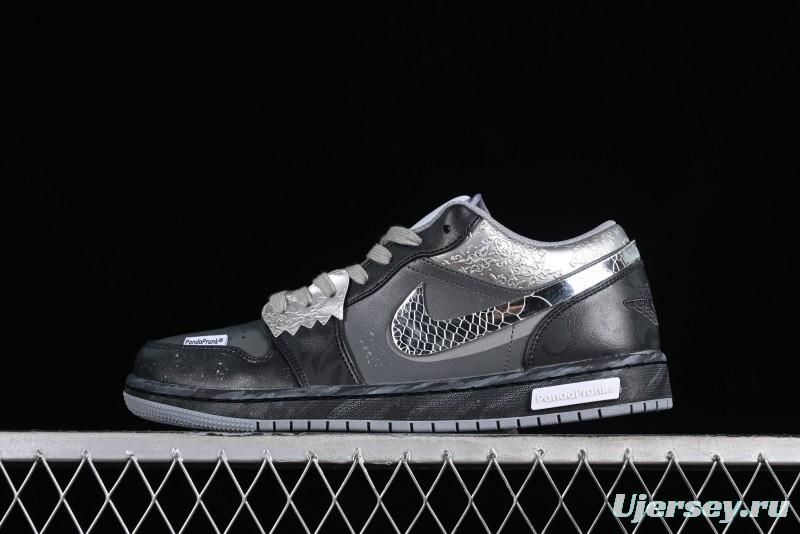 Nike Air Jordan 1 Low AJ1 Panda Prank Modern Gray Silver Black Low-top Casual Sneakers - 553560-053