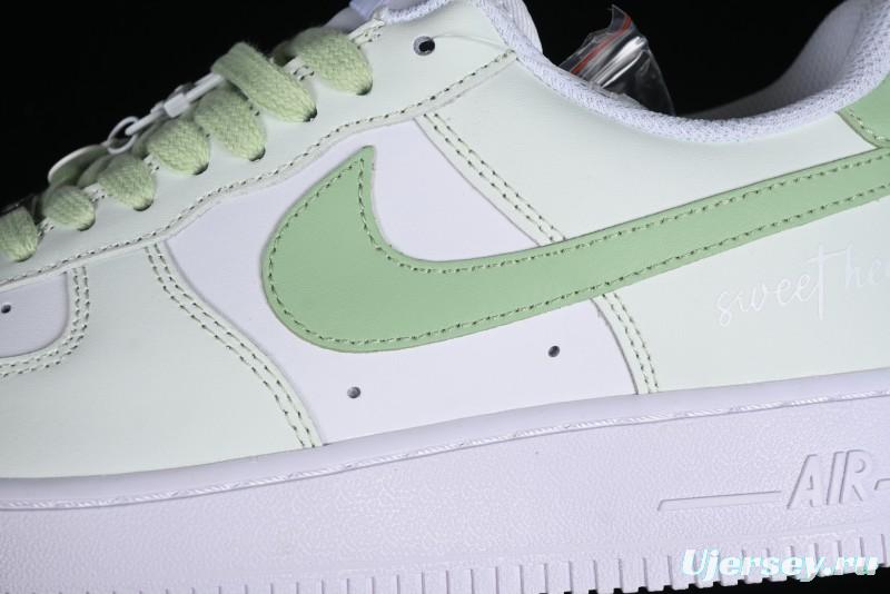Nike Air Force 1 '07 Low Casual Sneakers with Anime-inspired Green Apple Spray Paint Design - DY8899-002