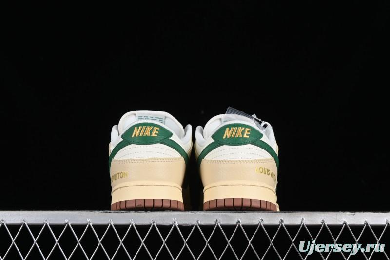 Nike SB Dunk Low LV Collaboration - Beige Green Anniversary High-End Custom Low-Top Casual Skate Shoes - LV6188-003