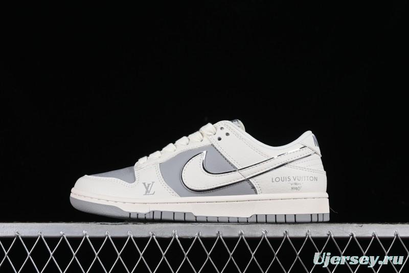 Nike SB Dunk Low LV Collaboration - Beige Silver Gray Anniversary High-End Custom Low-Top Casual Skate Shoes - BB8766-210