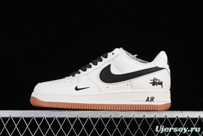 Nike Air Force 1 '07 Low Stussy Collaboration - Beige Black Gum Sole Low-Top Casual Sneakers - XZ5688-001