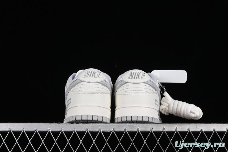 Nike SB Dunk Low UN Collaboration - Light Grey Swoosh Anniversary High-End Custom Low-Top Casual Skate Shoes - SF1588-135