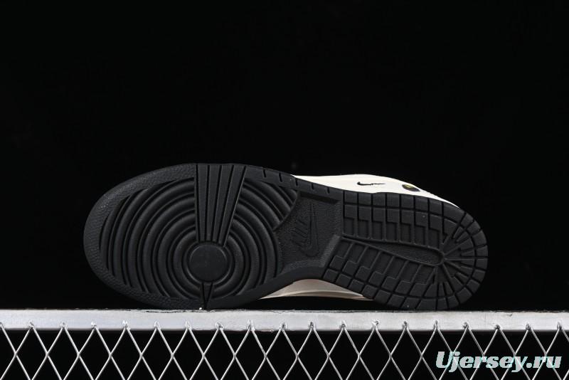 Nike SB Dunk Low BAPE Collaboration - Off-White Black Swoosh Anniversary Custom Low-Top Casual Skate Shoes - XD6188-037