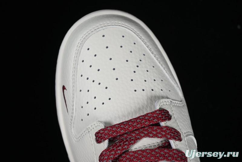 Nike SB Dunk Low Collaboration Three Swooshes Rice Wine Red Color Low-Top Casual Skateboarding Shoes - NK5639-322