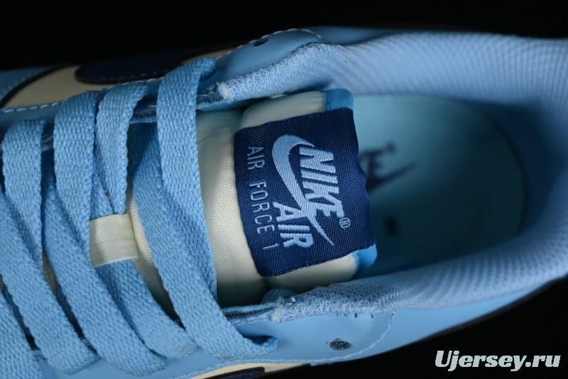 Nike Air Force 1 '07 Low White Blue Color Blocking Casual Sneakers - HF4837-407