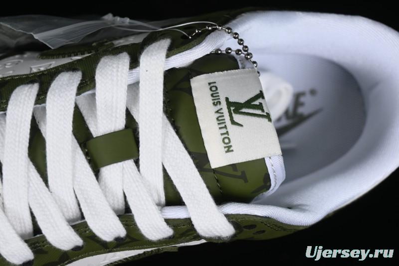 Nike SB Dunk Low LV Collaboration - Embroidered White Green Print Anniversary High-End Custom Low-Top Casual Sneakers - DQ1098-362