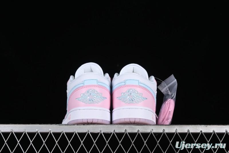 Nike Air Jordan 1 Low "White/Pink Foam/Glacier Blue" Casual Sneakers - HM3706-141