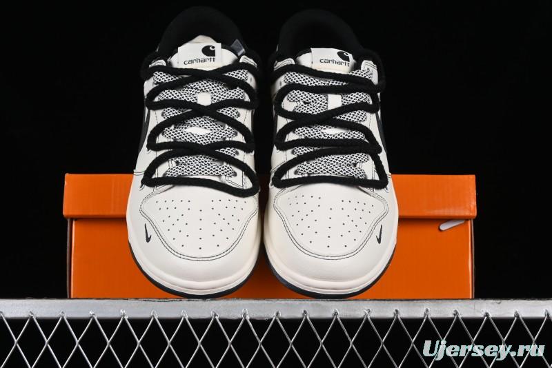 Nike SB Dunk Low Carhartt Collaboration - Strap Black Hook Anniversary High-End Custom Low-Top Casual Skate Shoes - SJ2068-265