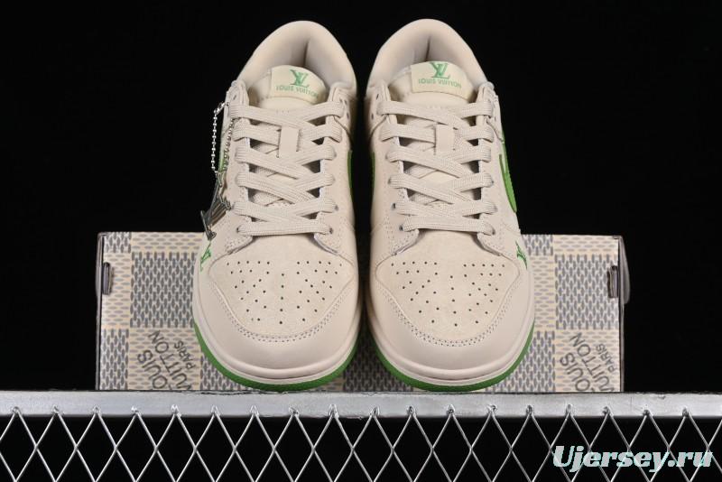 Nike SB Dunk Low LV Collaboration - Emerald City Anniversary High-End Custom Low-Top Casual Skate Shoes - XB3802-345