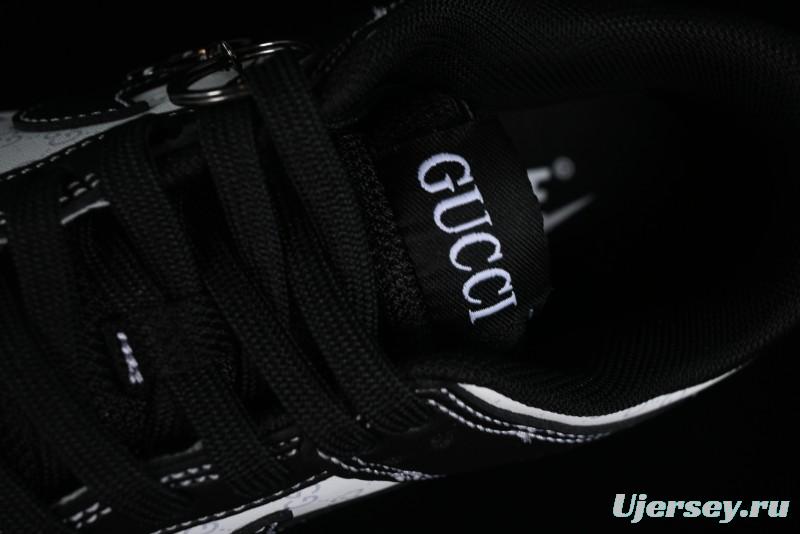 Nike SB Dunk Low Gucci Collaboration - Double G Embroidery Black Swoosh Anniversary Custom Low-Top Casual Skate Shoes - SF1588-136