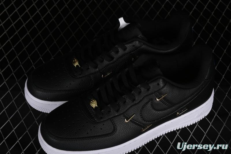 Nike Air Force 1 '07 Low Black Gold Swoosh Casual Sneakers - CT1990-001