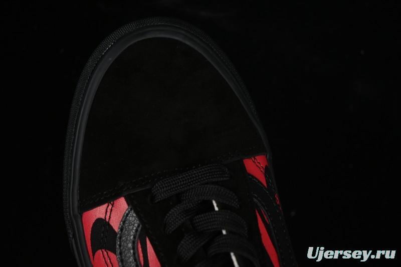 Vans Knu Skool High Street American Retro Canvas Skate Shoes in Black Red - VN0009BCRTU
