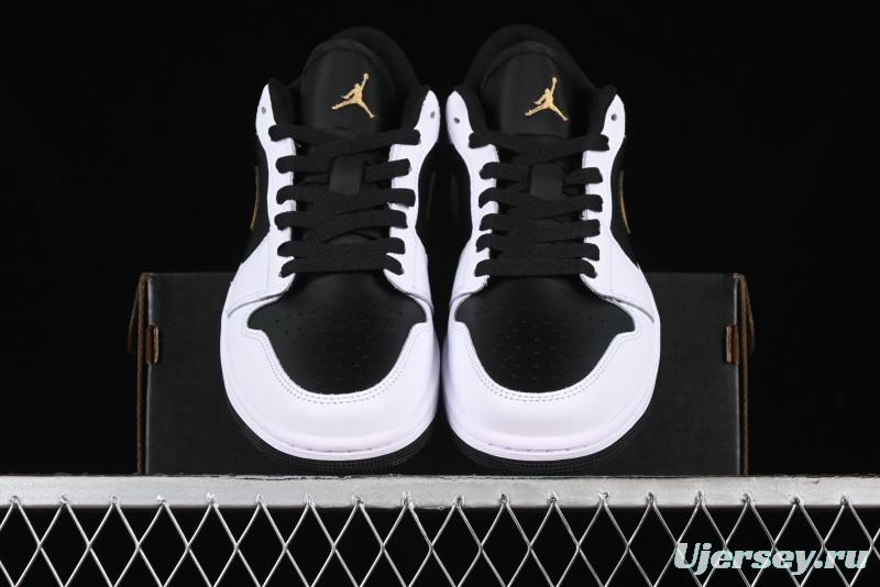 Nike Air Jordan 1 Low AJ1 Black White Gold Hook Basketball Shoes - 553558-172