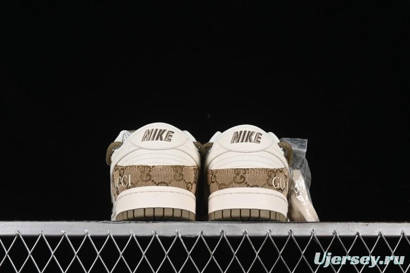 Nike SB Dunk Low Gucci Collaboration - Yellow Denim with Subtle Pattern and White Swoosh Anniversary High-End Custom Low-Top Casual Sneakers - SJ2068-273