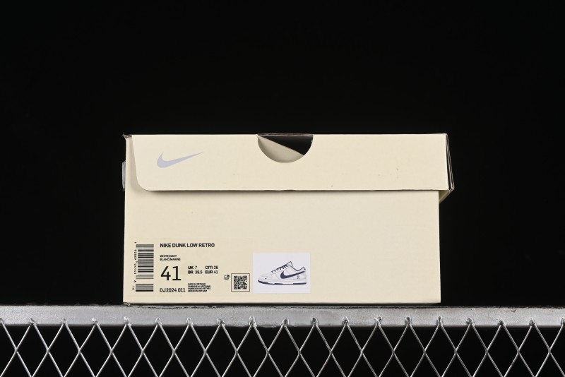 Nike SB Dunk Low OFF-WHITE Collaboration - Beige Navy Swoosh Anniversary Custom Low-Top Casual Skate Shoes - DJ2024-011