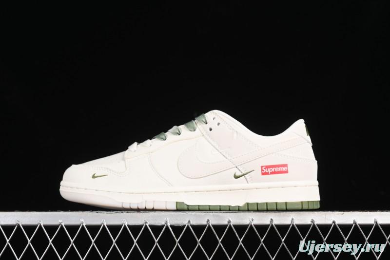 Nike SB Dunk Low Supreme Collaboration - Beige Green Two-Tone Anniversary High-End Custom Low-Top Casual Skate Shoes - BB8675-109